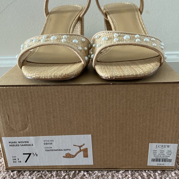 JCrew Factory pearl woven heeled sandals - Picture 2 of 6